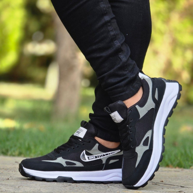 حراج فوق العاده کفش کتونی اسپرت نایک مردانه پسرانه جدید و به روز رنگ مشکی طوسی  با ارسال رایگان