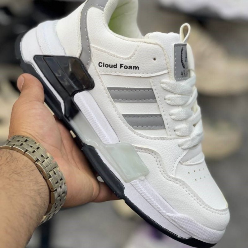 فروش واقعی کفش اسپرت مدل کلود فوم زنانه دخترانه نرم و با کیفیت رنگ سفید طوسی  با ارسال رایگان