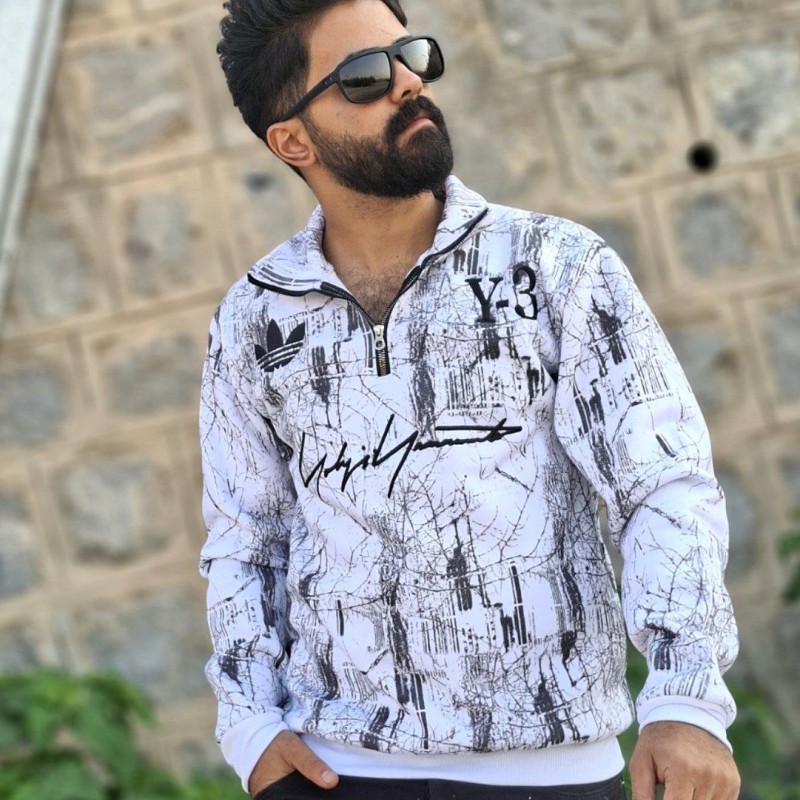 آفر ویژه دورس پاییزه نیم زیپ مردانه پسرانه مدل Y3 فوق العاده عالی رنگ سفید  باارسال رایگان