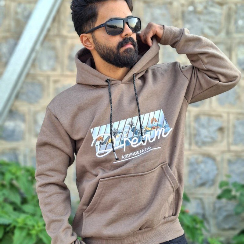 فروش بی نظیر هودی  مردانه پسرانه مدل درام شیک و خاص رنگ قهوه ای باارسال رایگان