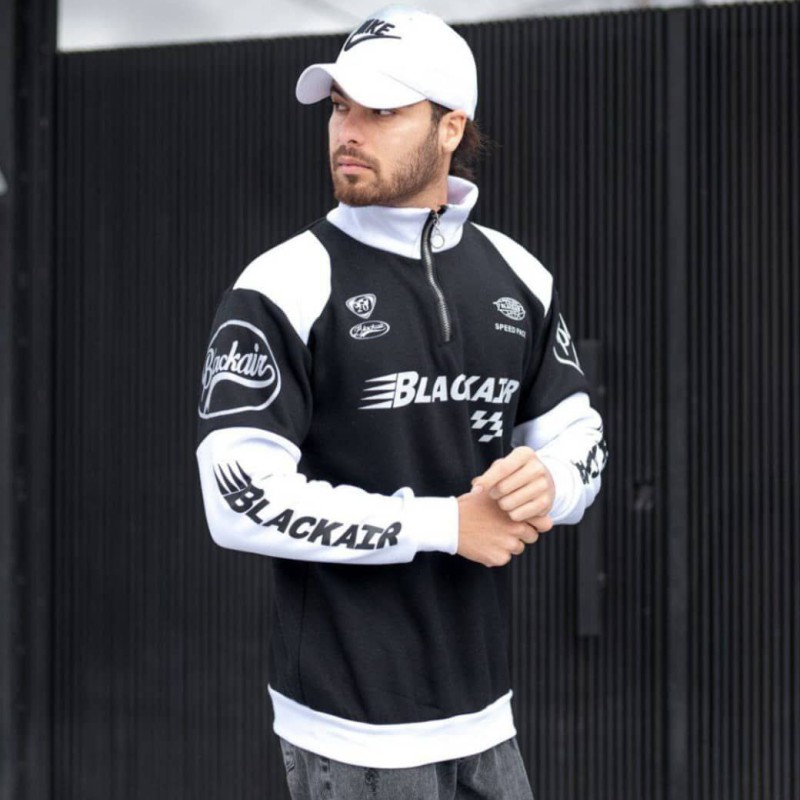 آفر ویژه دورس نیم زیپ مردانه 3 نخ پسرانه بسیار جذاب و شیک رنگ سفید مشکی باارسال رایگان