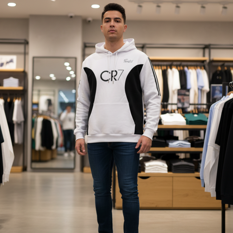 هودی مردانه و پسرانه طرح CR7 باقیمت مناسب  رنگ سفید مشکی ای باارسال رایگان