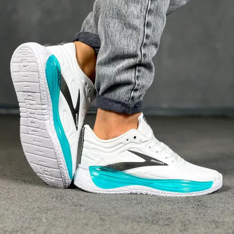 حراج واقعی کفش کتونی اسپرت بروکس کپسولی مردانه پسرانه خوش پوش و سبک رنگ سفید ابی با ارسال رایگان