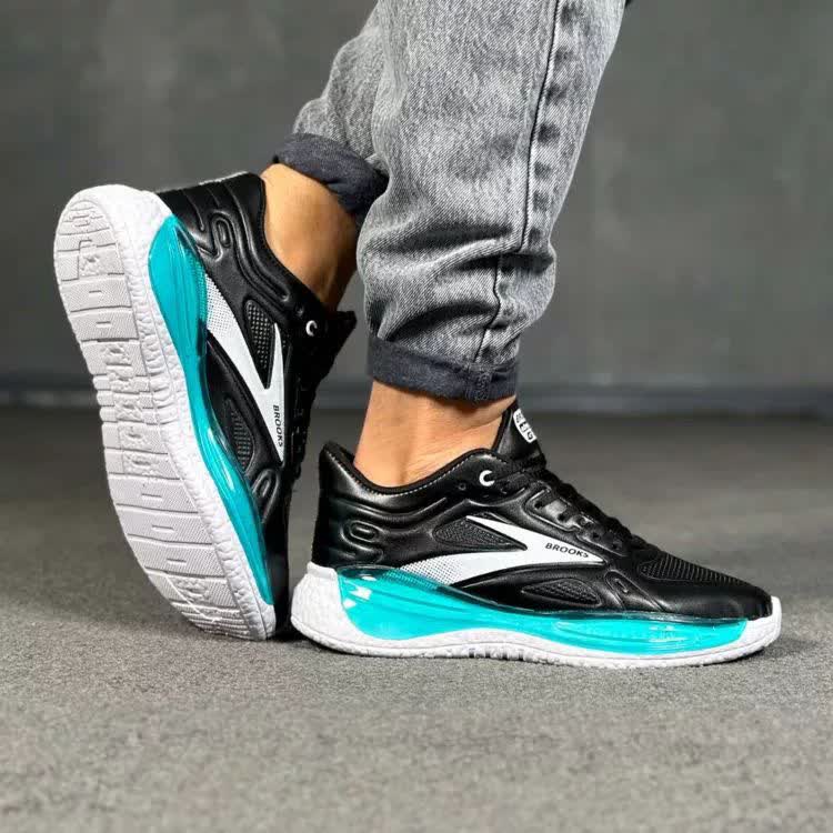 حراج جدیدکفش کتونی اسپرت بروکس کپسولی مردانه پسرانه راحت و مدرن رنگ مشکی ابی با ارسال رایگان