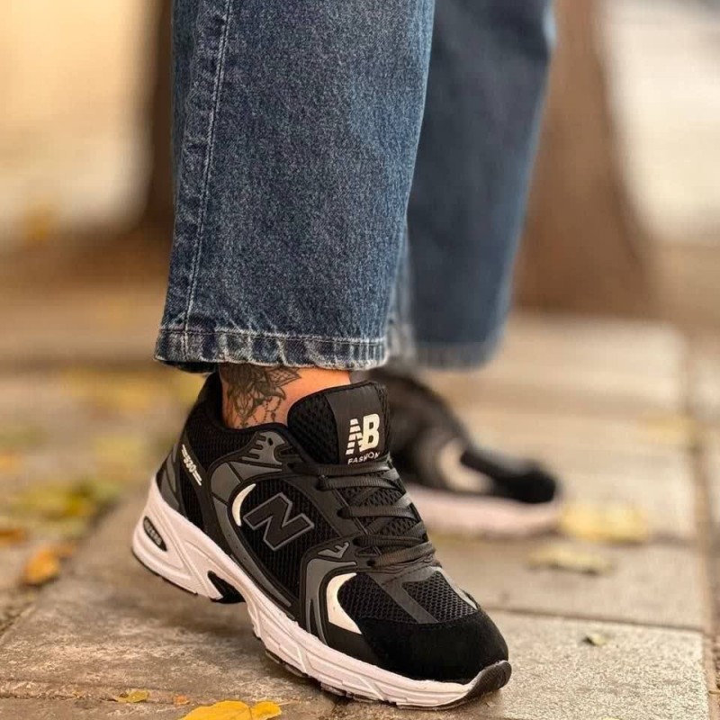 حراج شگفت انگیز کفش اسپرت نیوبالانس 530 زنانه دخترانه ایده ال برای استفاده روزمره رنگ  مشکی زیره سفیدبا ارسال رایگان