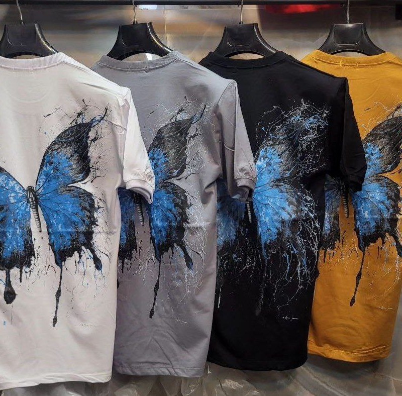 خرید تیشرت مردانه طرح پروانه ای نخ پنبه درجه یک در رنگبندی با ارسال رایگان