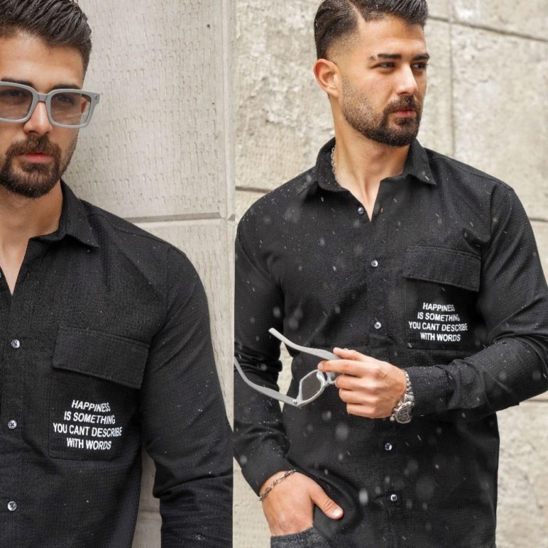 پیراهن دکمه دار مردانه استین دار جنس بیسکوییتی در رنگبندی با ارسال رایگان