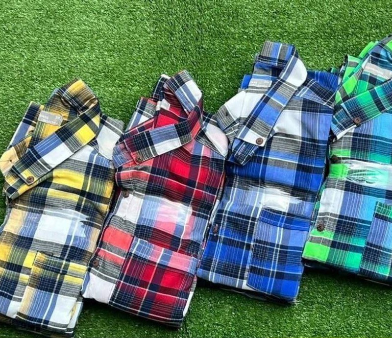 پیراهن دکمه ای مردانه استین دار جنس پارچه نخ در رنگبندی  با ارسال رایگان