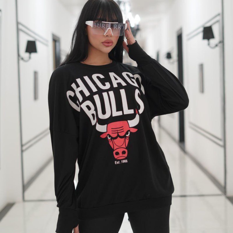 تیشرت استین دار دخترانه زنانه طرح بوفالو ضخیم با کیفیت تن خور عالی فری سایز تک رنگ