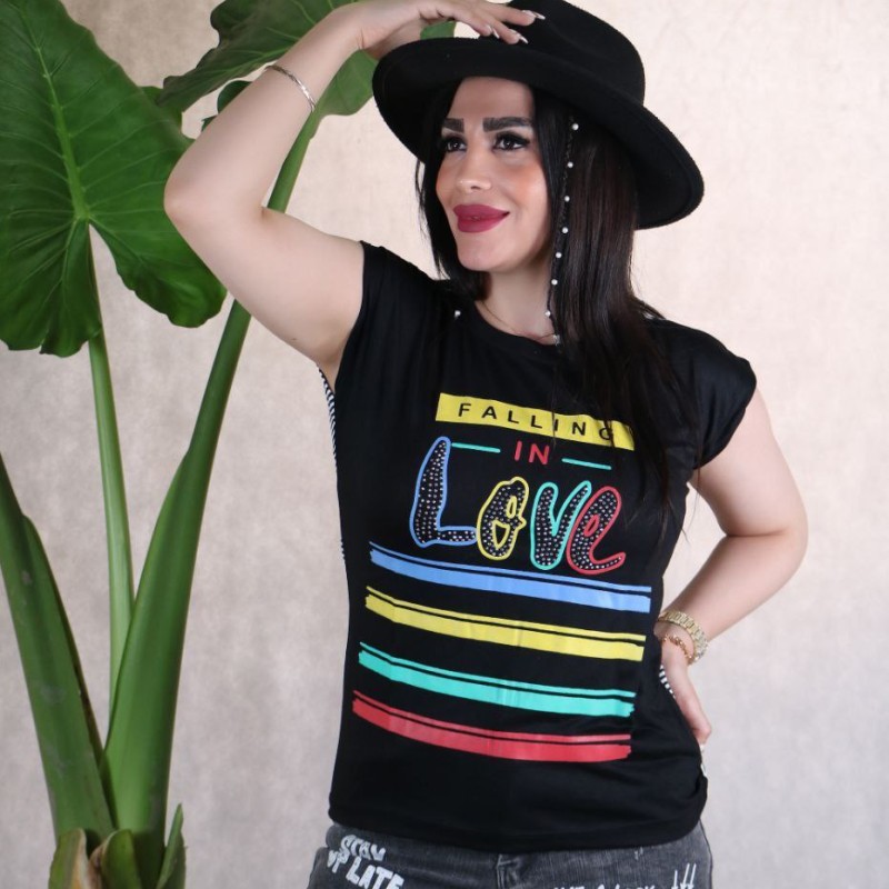 خرید اینترنتی تیشرت  دخترانه زنانه مدل loyeبا کیفیت تن خور عالی فری سایز با ارسال رایگان