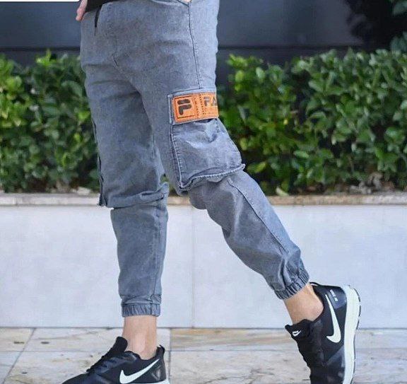 شلوار اسلش مردانه در رنگبندی جنس نیل ضخیم نخ 10 با ارسال رایگان رنگ طوسی