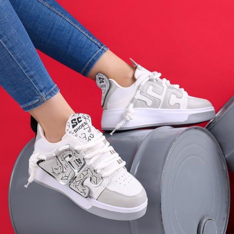 خرید اینترنتی کفش ونس زنانه دخترانه مدل sc در رنگبندی طبی  با ارسال رایگان رنگ سفید طوسی