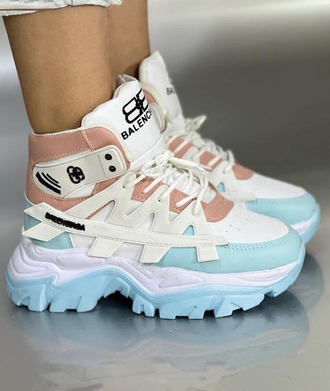 خرید اینترنتی کفش اسپرت زنانه دخترانه مدل بالنسیاگا در رنگبندی طبی  با ارسال رایگان رنگ سفید ابی