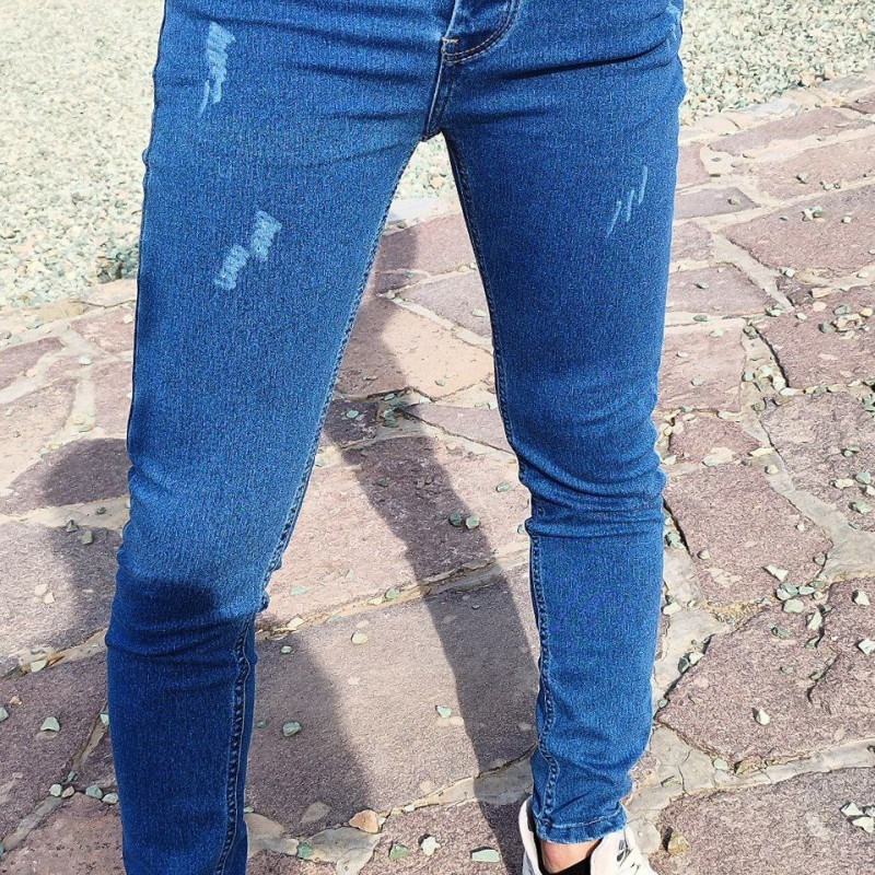 شلوار لی دم پا فیت مردانه پسرانه  در رنگبندی کیفیت عالی  رنگ ابی  با ارسال رایگان