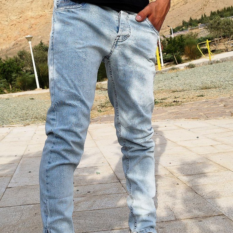 شلوار لی دم پا زیپ  مردانه ابی یخی کیفیت عالی با ارسال رایگان