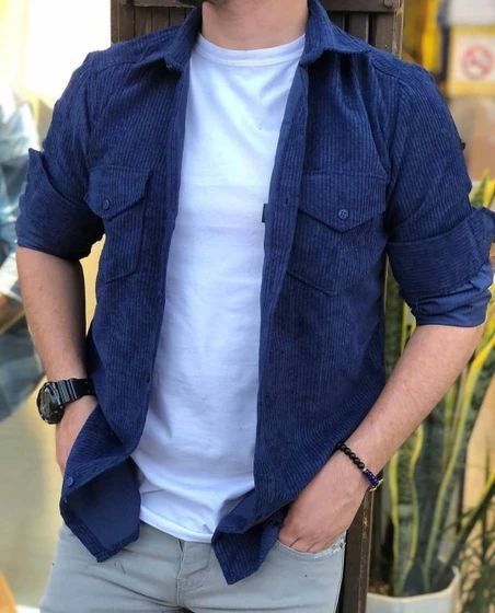 خرید پیراهن مردانه کبریتی جنس درجه یک رنگ سرمه ای با ارسال رایگان