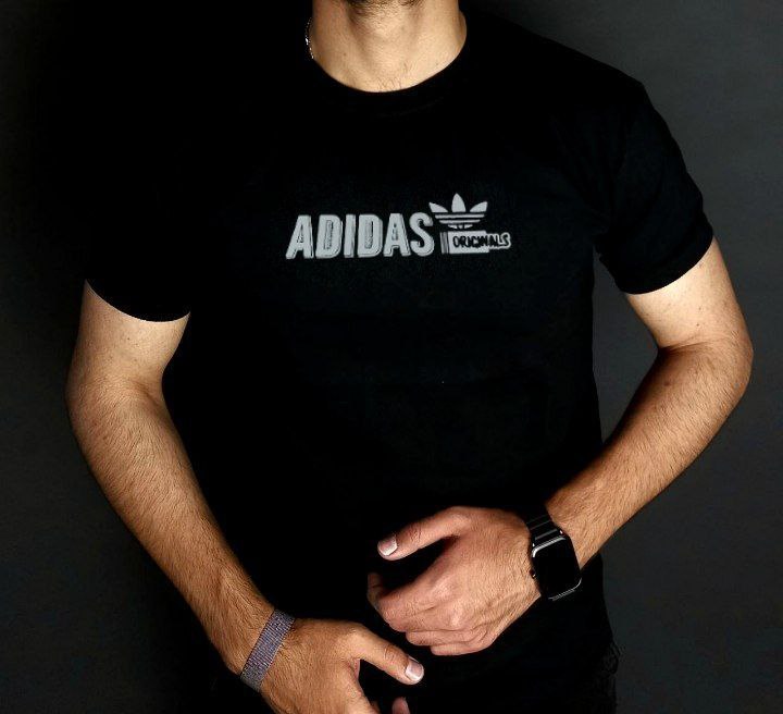 تیشرت مردانه طرح ادیداس نخ پنبه درجه یک تک رنگ مشکی با ارسال رایگان