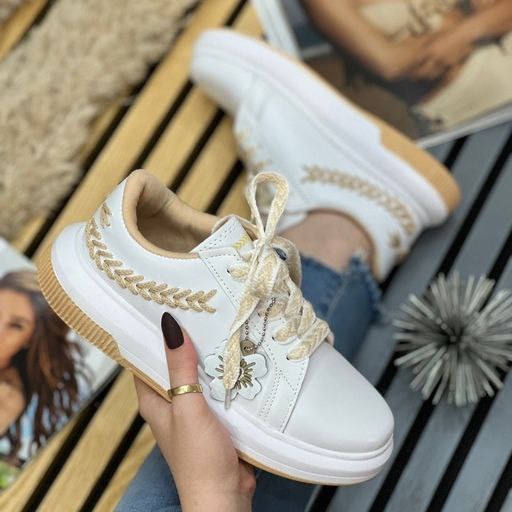 آفر ویژه کفش اسپرت ونس گندمی دخترانه شیک و با کیفیت سفید کرم   با ارسال رایگان