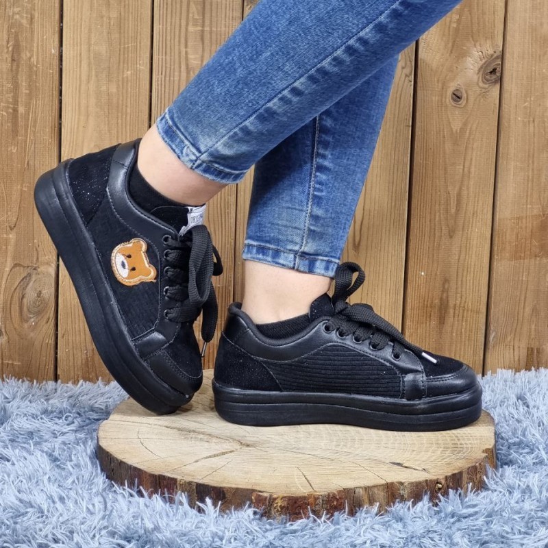 فروش ویژه کفش اسپرت دخترانه مدل ونس خرسی  جدید و جذاب مشکی ارسال رایگان