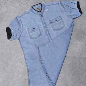 افر ویژه پیراهن دکمه ای آستین کوتاه مردانه بی نظیر رنگ ابی   با ارسال رایگان