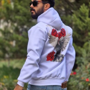 فروش ویژه هودی مردانه پسرانه جذاب  و باکیفیت رنگ سفید باارسال رایگان