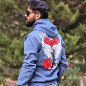 فروش فوق العاده هودی مردانه پسرانه شیک و زیبا رنگ ابی  باارسال رایگان