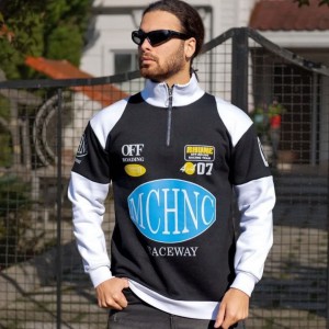 آفر ویژه دورس نیم زیپ مردانه پسرانه 3 نخ بسیار جذاب و شیک رنگ مشکی سفیدباارسال رایگان