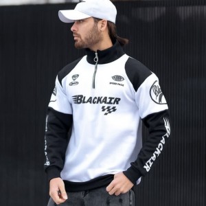 آفر ویژه دورس نیم زیپ مردانه 3 نخ پسرانه بسیار جذاب و شیک رنگ سفید مشکی باارسال رایگان