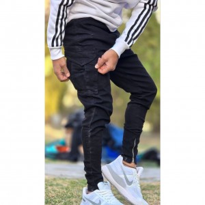 آفر ویژه شلوار شیش جیب دم پا زیپ مردانه پسرانه عالی رنگ مشکی باارسال رایگان