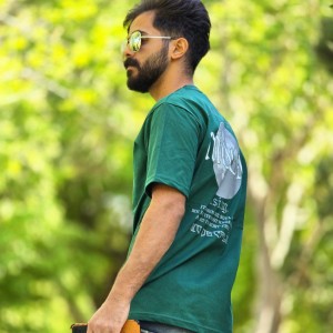 حراجی بی نظیر تیشرت مردانه پسرانه طرح ماه فوق العاده باکیفیت رنگ سبز باارسال رایگان