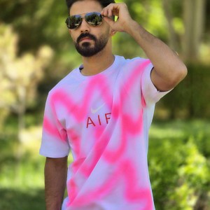 حراج تیشرت مردانه پسرانه طرح نایک AlR شیک و باکیفیت رنگ سفید صورتی باارسال رایگان