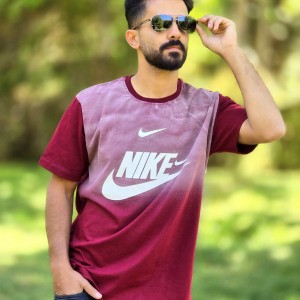 فروش تیشرت مردانه پسرانه طرح نایک خاص و ویژه رنگ زرشکی باارسال رایگان