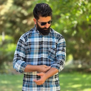 فروش شگفت انگیز پیراهن دکمه ای آستین دار مردانه مدل چهارخونه ای جذاب و پرطرفدار  رنگ یاسی بنفش   با ارسال رایگان