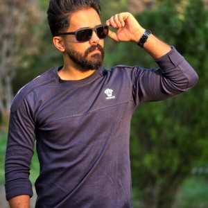 فروش شگفت انگیز تیشرت آستین دار پاییزه مردانه پسرانه خاص رنگ سرمه ای با ارسال رایگان