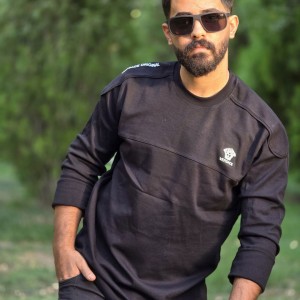 فروش شگفت انگیز تیشرت آستین دار پاییزه مردانه پسرانه خاص رنگ سرمه ای با ارسال رایگان