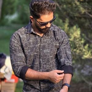 حراج فوق العاده پیراهن پاییزه دکمه ای آستین دار مردانه زیبا و باکیفیت رنگ مشکی سفید با ارسال رایگان