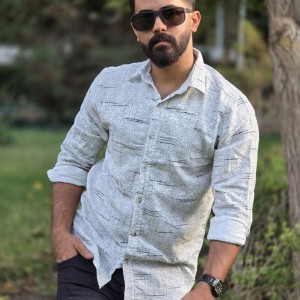 فروش جذاب پیراهن پاییزه دکمه ای آستین دار مردانه جدید و ویژه رنگ سفید با ارسال رایگان