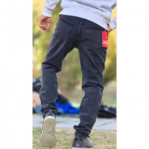 حراج شلوار لی مام فیت مردانه نرم و مقاوم رنگ  طوسی باارسال رایگان