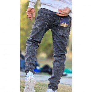 تخفیف استثنایی شلوار لی فیت مردانه پسرانه بسیار باکیفیت رنگ طوسی باارسال رایگان