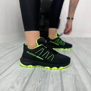 فروش عالی کفش کتونی اسپرت مردانه پسرانه مدل سالامون سبک و راحت رنگ مشکی سبز با ارسال رایگان