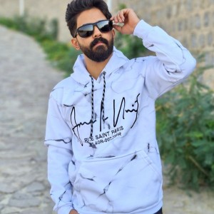 فروش واقعی هودی  مردانه پسرانه  مدل ضربان  مدل شیک پاییزی رنگ سفید باارسال رایگان