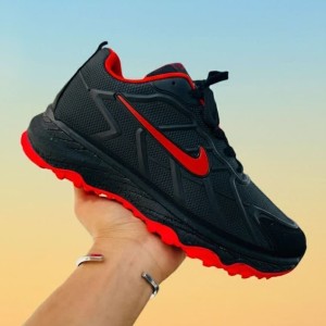حراج فوق العاده کفش کتونی اسپرت نایک مردانه پسرانه قشنگ و جذاب رنگ مشکی قرمز  با ارسال رایگان