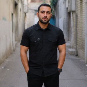 حراجی پیراهن آستین کوتاه مردانه خاص و زیبا رنگ مشکی  با ارسال رایگان