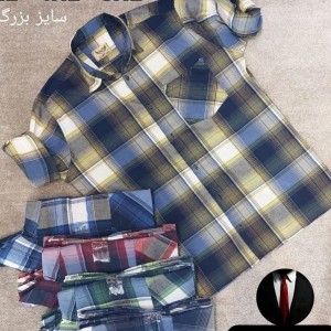 پیراهن دکمه دار مردانه استین دار جنس پارچه نخ رنگ مشکی طوسی با ارسال رایگان