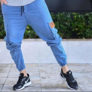 شلوار اسلش مردانه در رنگبندی جنس نیل ضخیم نخ 10 با ارسال رایگان رنگ ابی