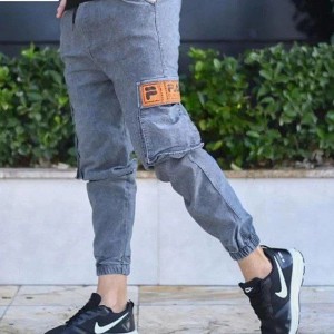 شلوار اسلش مردانه در رنگبندی جنس نیل ضخیم نخ 10 با ارسال رایگان رنگ طوسی