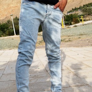 شلوار لی دم پا زیپ  مردانه ابی یخی کیفیت عالی با ارسال رایگان