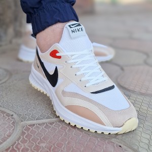 کفش اسپرت نایک مردانه رنگ سفید کرمی پاخور شیک با ارسال رایگان