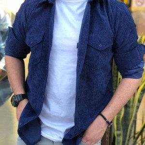 خرید پیراهن مردانه کبریتی جنس درجه یک رنگ سرمه ای با ارسال رایگان