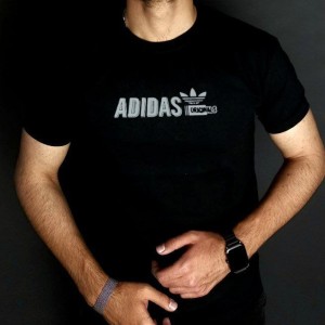 تیشرت مردانه طرح ادیداس نخ پنبه درجه یک تک رنگ مشکی با ارسال رایگان
